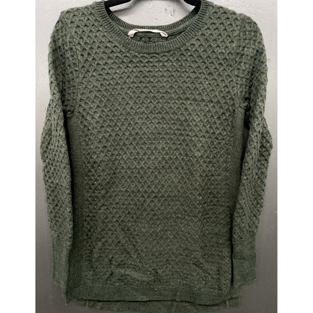 Athleta Sweater XS Green Wool Blend Honeycomb Preppy Old‎ Money Quiet Luxury